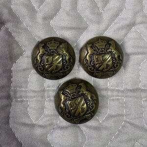 Juicy Couture - Set of 3 Vintage Brass Coat of Arms Buttons